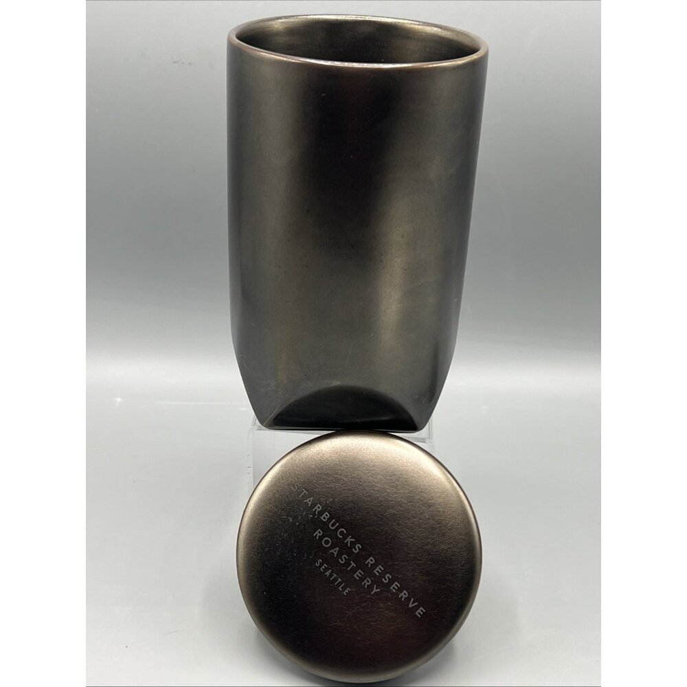 Starbucks Reserve Roastery Bevel Base 2017 Coffee Bean Holder & Lid Bronze Tone